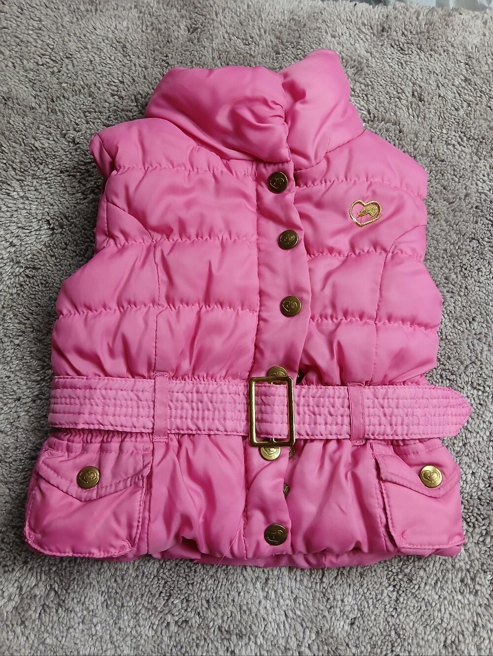 Ecko Red Baby Girls Pink Belted Puffer Vest 12M